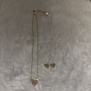 Kendra Scott Ari Heart Gold Necklace and Earrings Set